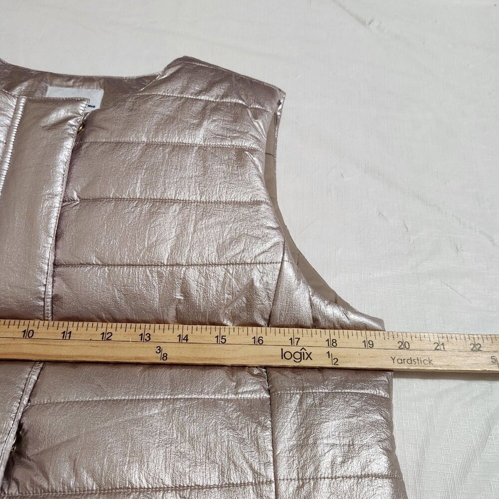 Tommy Bahama Women’s Metallic Zip Snap Puffer Vest Balboa Mist Size S NWT --5 - Picture 6 of 8